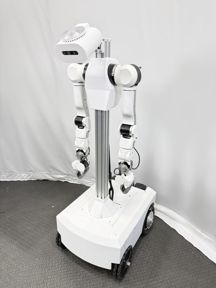 Yuri Mobile — bimanual 8-DOF arms on the wheeled MobileBase platform